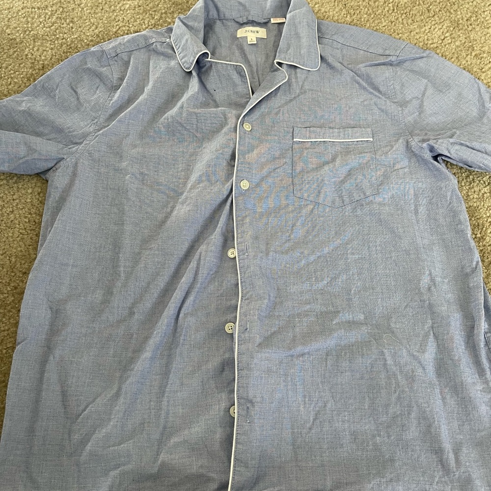Mens J.Crew blue liner button down short sleeve